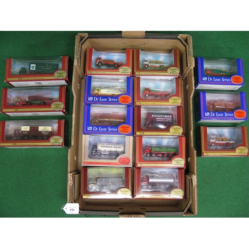 496 - Sixteen boxed EFE 1:76 scale diecast models of four, six and eight wheeled lorries and artics in var... 