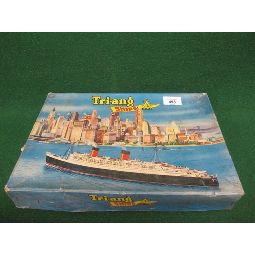 498 - Boxed Triang Minic Ships M891 RMS Queen Elizabeth presentation set containing the ship, dock parts, ... 