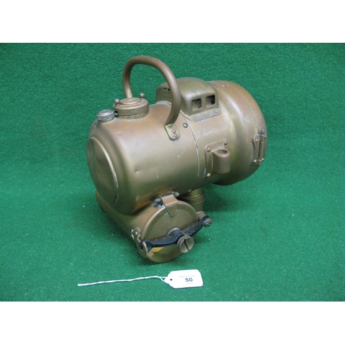 50 - Large brass acetylene lamp with top handle and 5.5