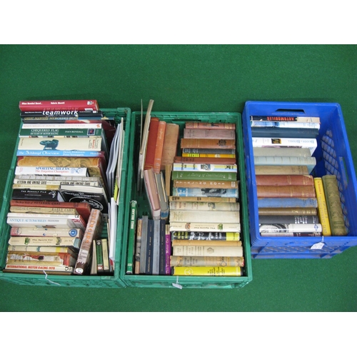 51 - Three crates of approx ninety mostly hardback books on motoring, motor racing and vehicle subjects