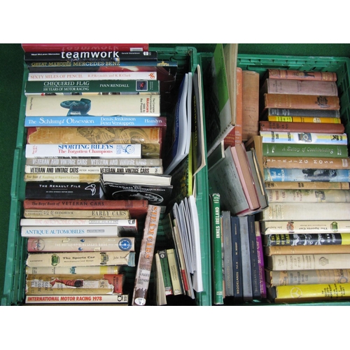 51 - Three crates of approx ninety mostly hardback books on motoring, motor racing and vehicle subjects