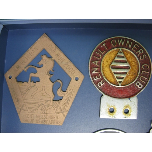 54 - Six car badges to comprise: two different Renault Owners Club, ORMA Associate Member, KM Veteran Car... 