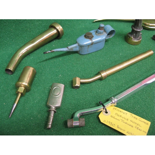 57 - Quantity of fuel can nozzles, oil cans and tyre pressure gauges to include: TE Bladon & Son Ltd 193?... 