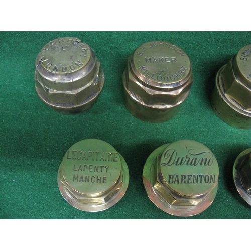 60 - Group of fourteen vintage brass wheel nuts, all with inscription to comprise: two Bingham & Son Long... 