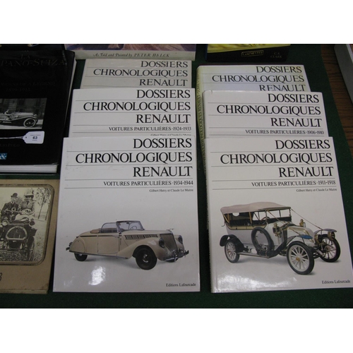 63 - Crate of quality hardback handbooks on Renault, BRM, Hispano-Suiza, Riley, Lanchester, Ferrari etc t... 