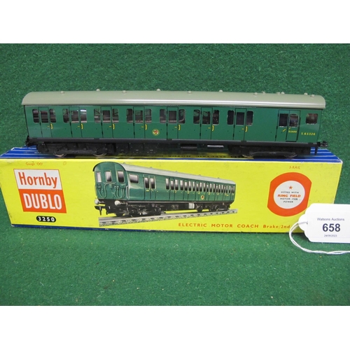 658 - 1962 Hornby Dublo 3 Rail 3250 EMU Motor Coach S65326 in BR green with guarantee and instructions (th... 