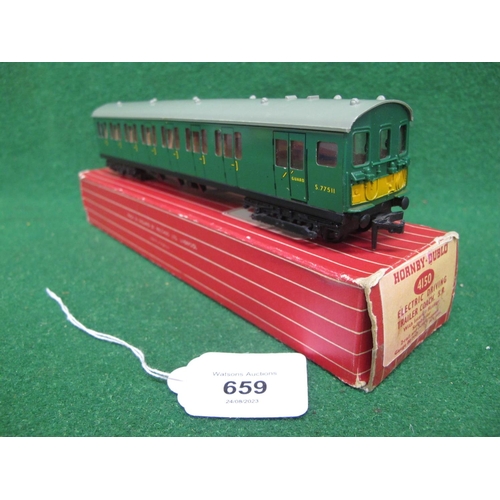 659 - 1960's Hornby Dublo 2 Rail 4150 EMU trailer coach No, S77511 in BR green, boxed