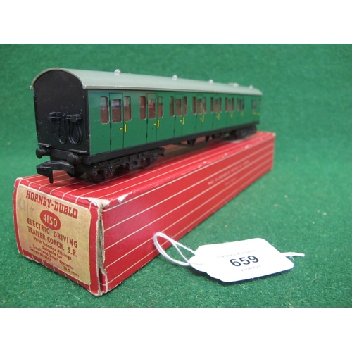 659 - 1960's Hornby Dublo 2 Rail 4150 EMU trailer coach No, S77511 in BR green, boxed