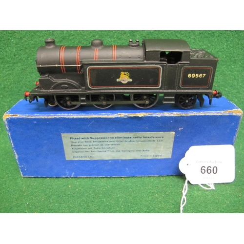 660 - Very rare, last issue, September 1963, Hornby Dublo 3 Rail 3217 0-6-2T No. 69567 in early BR lined m... 