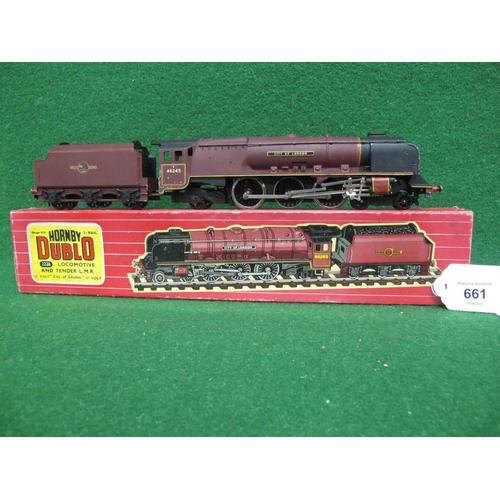 661 - 1960's late issue Hornby Dublo 2 Rail 2226 4-6-2 locomotive and tender No. 46245 City Of London in l... 