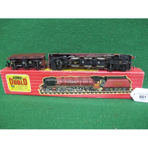 661 - 1960's late issue Hornby Dublo 2 Rail 2226 4-6-2 locomotive and tender No. 46245 City Of London in l... 