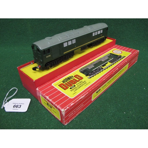 663 - 1960's Hornby Dublo 2 Rail 2233 CoBo Met-Vic diesel locomotive D5702 in late BR green livery (very g... 