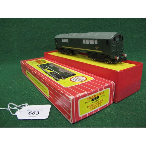 663 - 1960's Hornby Dublo 2 Rail 2233 CoBo Met-Vic diesel locomotive D5702 in late BR green livery (very g... 