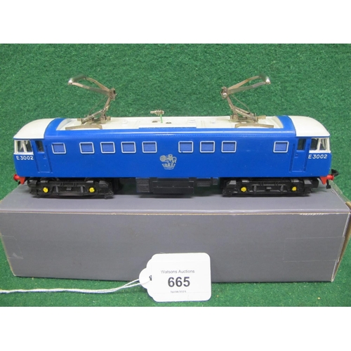 665 - 1964 Hornby Dublo 2 Rail 2245 AL1 electric locomotive E3002 in BR blue and white livery (yellow end ... 