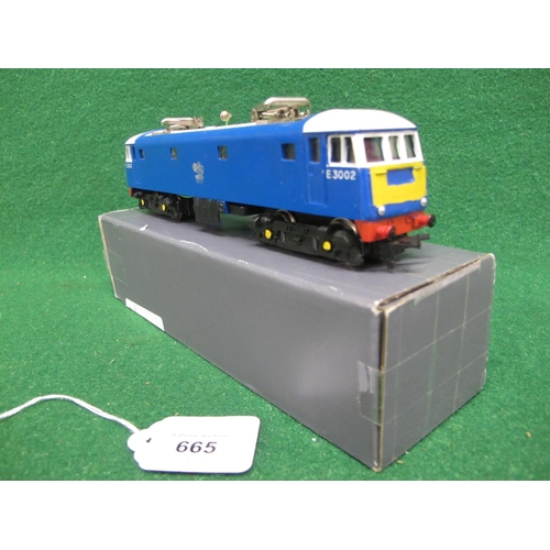 665 - 1964 Hornby Dublo 2 Rail 2245 AL1 electric locomotive E3002 in BR blue and white livery (yellow end ... 