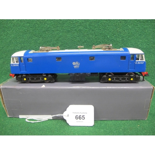 665 - 1964 Hornby Dublo 2 Rail 2245 AL1 electric locomotive E3002 in BR blue and white livery (yellow end ... 