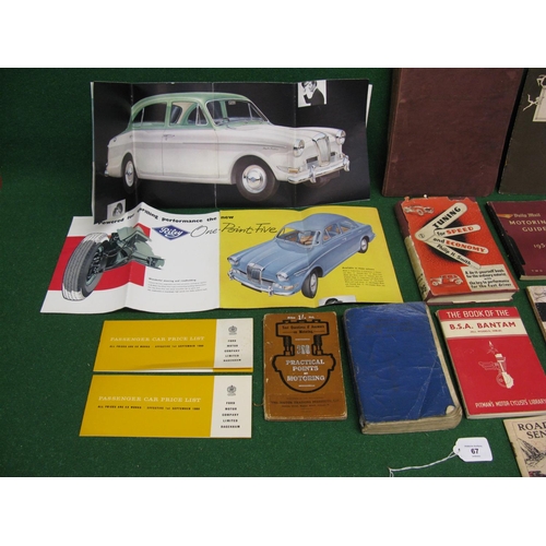 67 - Box of motoring and motorcycling booklets from the 20th century to include: BSA Bantam, Autocar Buye... 