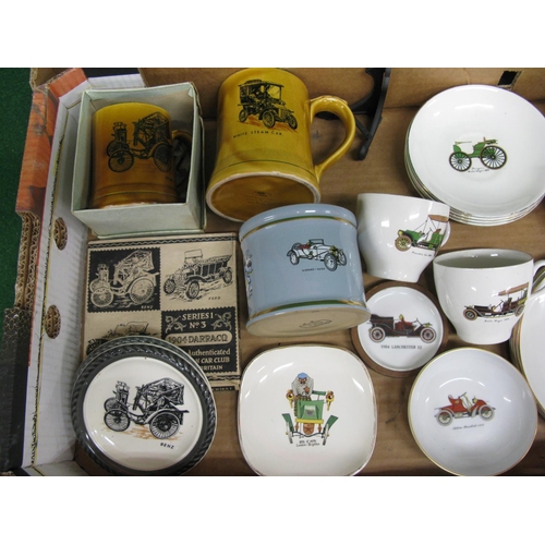 68 - Two boxes of motoring related china and glass items from manufacturers Wade, Denby, Sandlandware etc... 