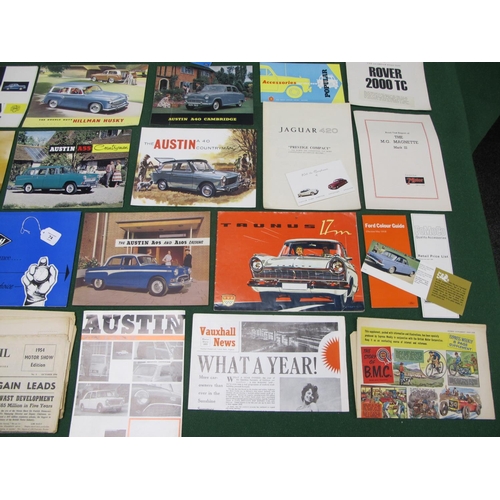 74 - Quantity of 1950's, 1960's and 1970's sales brochures for Austin, Ford, Vauxhall, Jaguar, Hillman, B... 