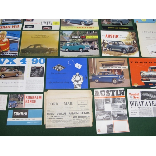 74 - Quantity of 1950's, 1960's and 1970's sales brochures for Austin, Ford, Vauxhall, Jaguar, Hillman, B... 