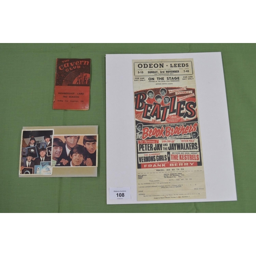 108 - The Beatles, mounted handbill for Odeon, Leeds Sunday 3rd November 1963 also featuring The Brook Bro... 