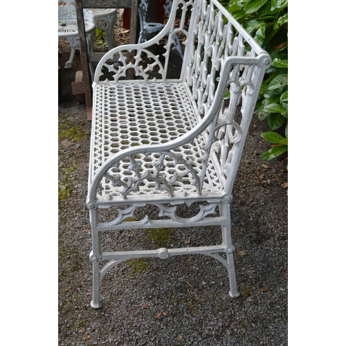 28 - Late 20th century white painted metal gothic style garden bench - 38