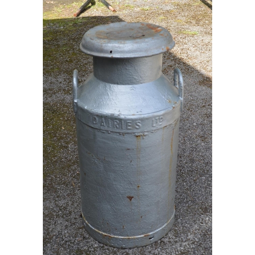 30 - Painted milk churn and lid