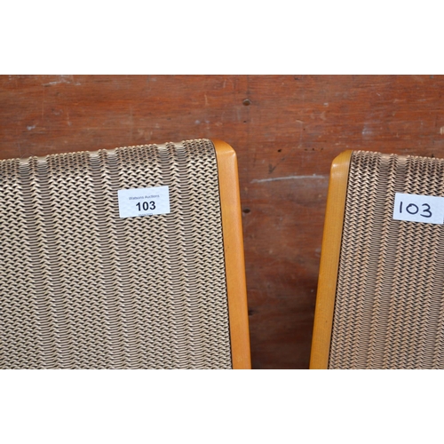 103 - Two vintage mid century Quad Electrstatic floor standing loud speakers with grill fronts and standin... 