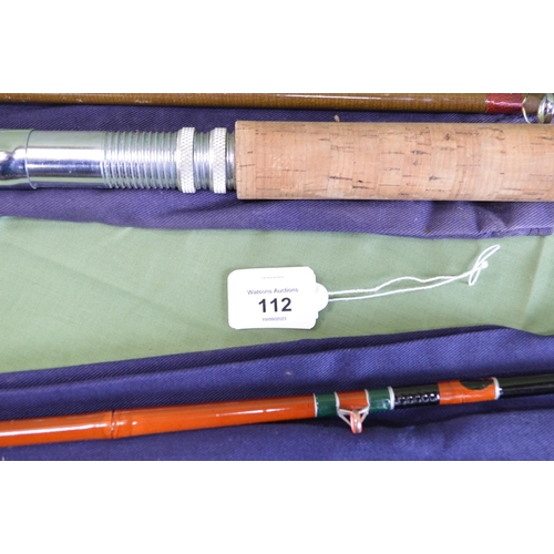 112 - ET Barlow & Sons Vortex Hermes 1GFA 20lb Class two piece fishing rod together with one other un-name... 