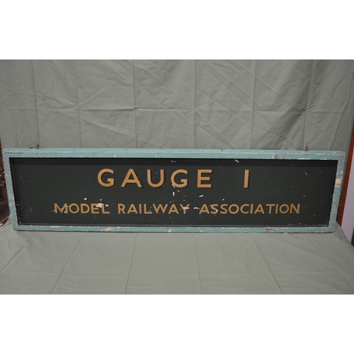 124 - Bespoke wooden double sided hanging Gauge 1 Model Railway Association sign - 56.5