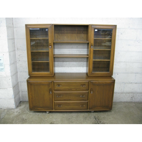 304 - Ercol Windsor (455L) sideboard with lights and display cabinet - 61