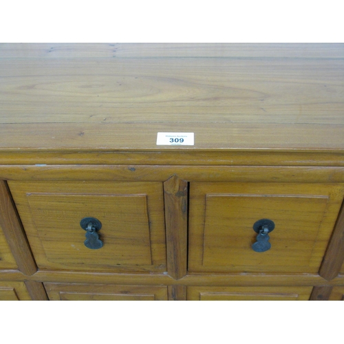 309 - Oriental style hardwood chest of drawers - 35.5