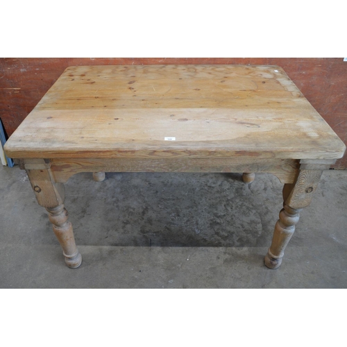 346 - Late 20th century pine farmhouse style table on turned legs - 48