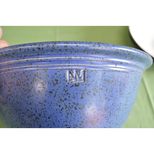 220 - Nick Membery blue glazed studio pottery bowl - 10.75