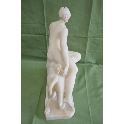 226 - Alabaster figure of Ariandne and panther in the manner of Johan Heinrich Von Dannecker - 15.25