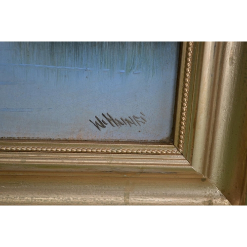 90 - Pair of indistinctly signed oil on boards, in unglazed gilt frames - 11.5