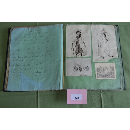 228 - Scrap book containing a quantity of scrap cuttings, pictures, poems, letters etc