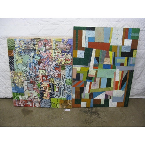 369 - Group of five unsigned abstract paintings on canvas.  Three 24