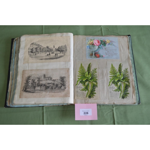 228 - Scrap book containing a quantity of scrap cuttings, pictures, poems, letters etc