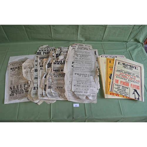 231 - Collection of 19th century and later theatre hand bills for Empire and other theatres