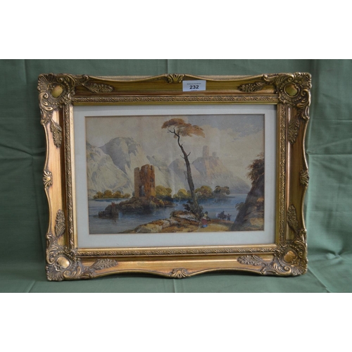 232 - Consalvo Carelli (1818-1910), watercolour landscape signed and dated bottom right, in glazed gilt fr... 