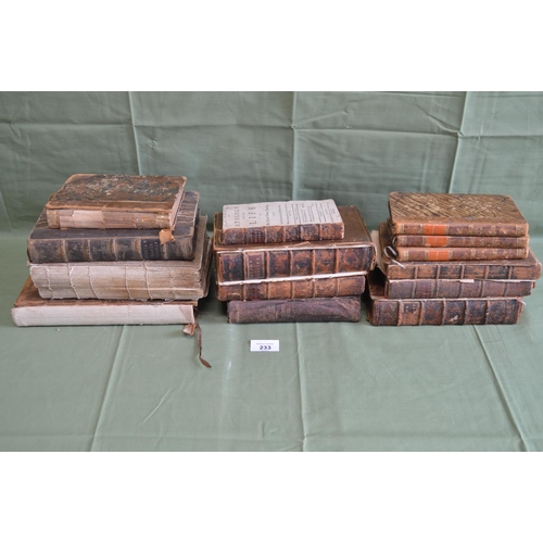 233 - Group of fourteen mostly leather bound books (in af condition) to include: Catalogues Vol 1, Travels... 