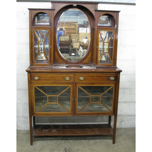 366 - Inlaid mahogany mirror backed sideboard