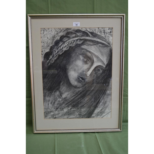 84 - Unsigned portrait of a young lady, in glazed frame - 15.75