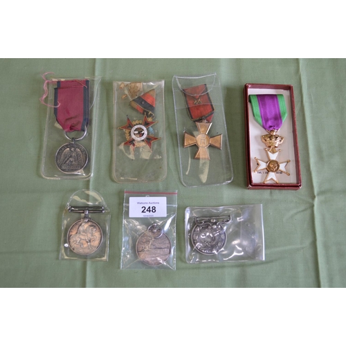 248 - Group of seven medals to include: 1914-1918 War Medal, Belgium WWII Cross Of Royal Federation Of Vet... 