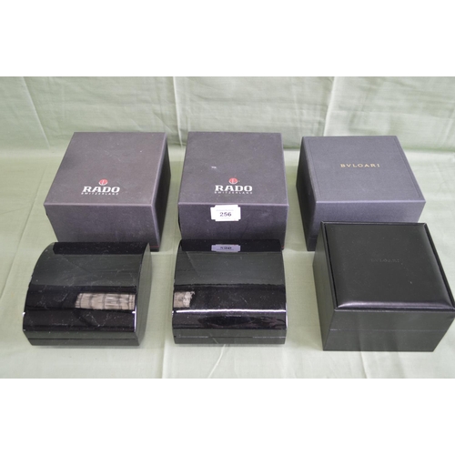 256 - Two Rado watch boxes together with a Bulgari watch box