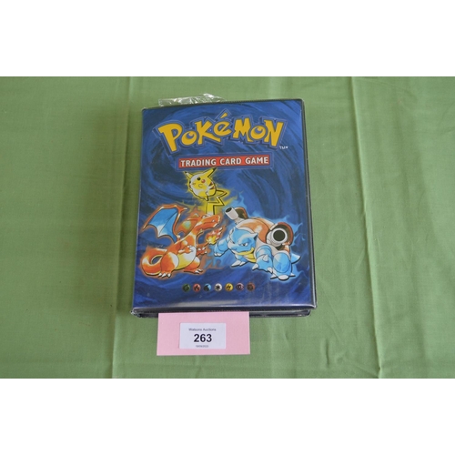 263 - Pokemon trading card game folder containing over 300 trading cards, many in multiples of same cards ... 