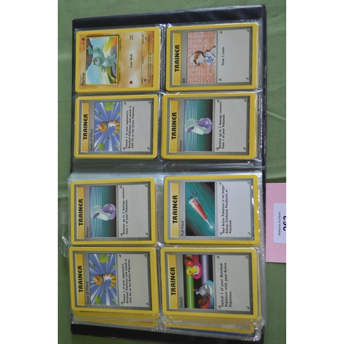 263 - Pokemon trading card game folder containing over 300 trading cards, many in multiples of same cards ... 