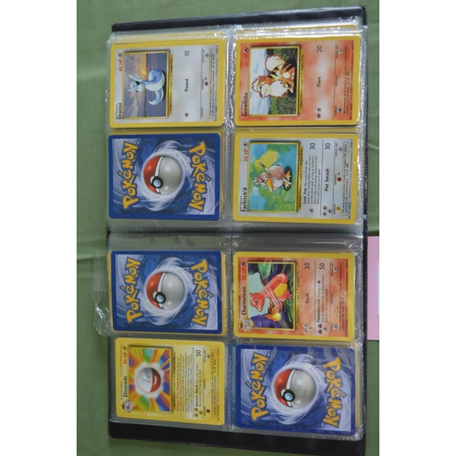 263 - Pokemon trading card game folder containing over 300 trading cards, many in multiples of same cards ... 