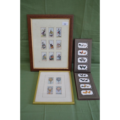 276 - Album of cigarette cards together with two glazed and framed cigarette cards